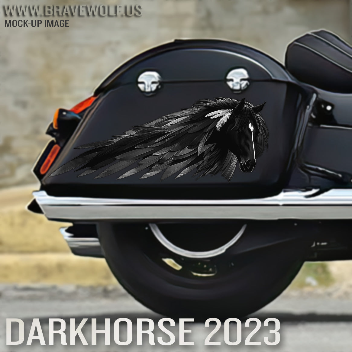 Dark Horse 2023 Saddlebag Decals - B&W