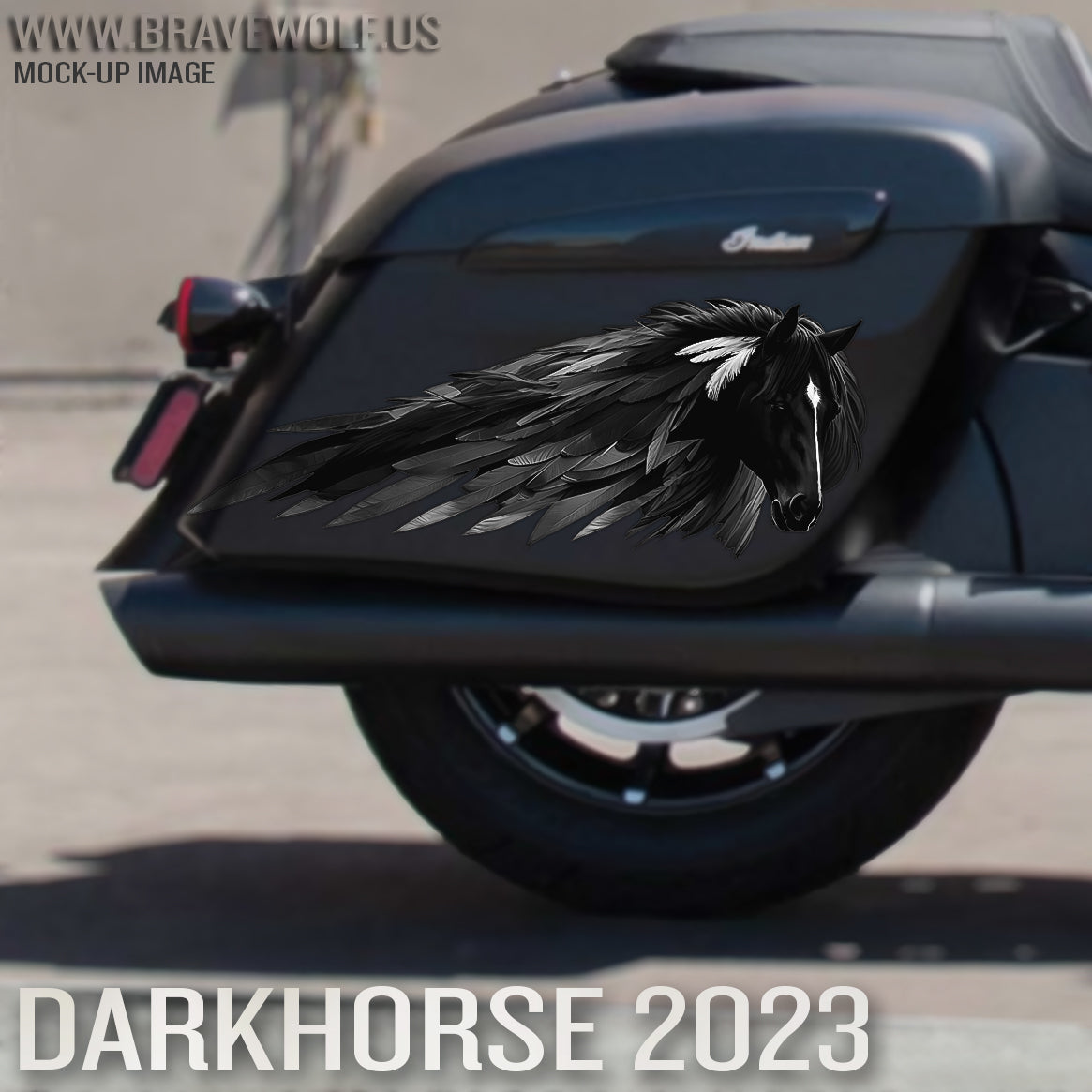 Dark Horse 2023 Saddlebag Decals - B&W