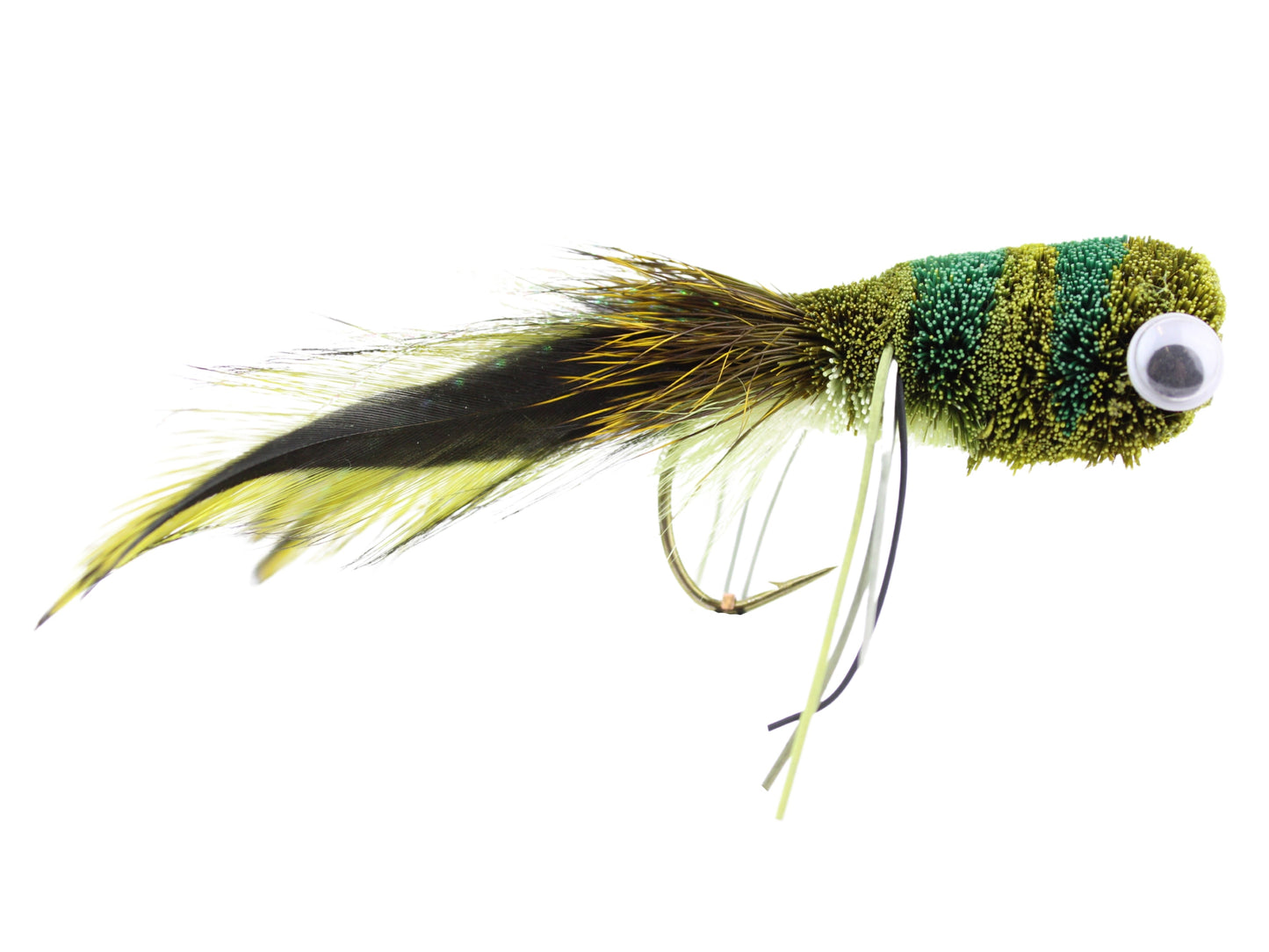 Deer Hair Frog Bass Bug Popper, Size 2 | Green Frog |Qty. 2 | Wild Water Fly Fishing