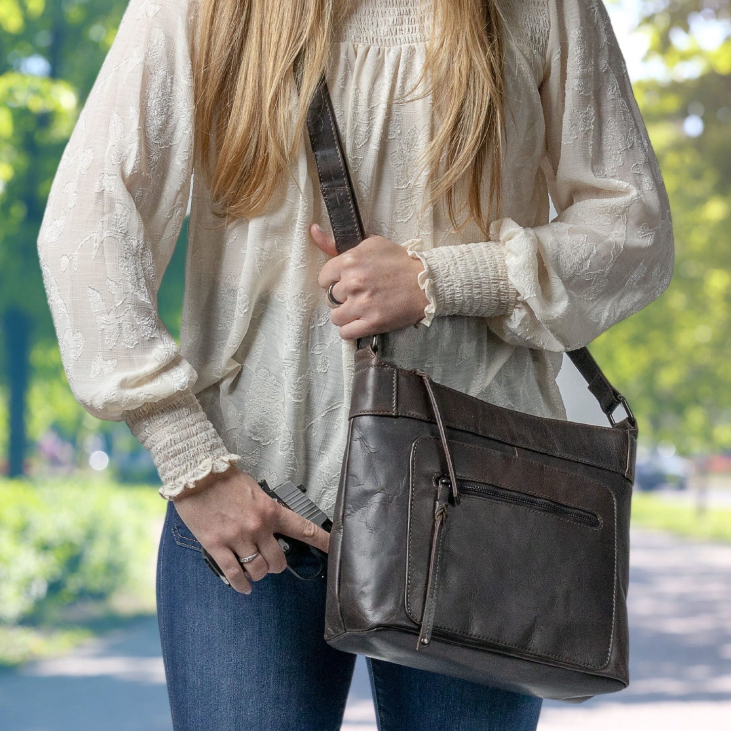 Concealed Carry Delaney Leather Crossbody by Lady Conceal