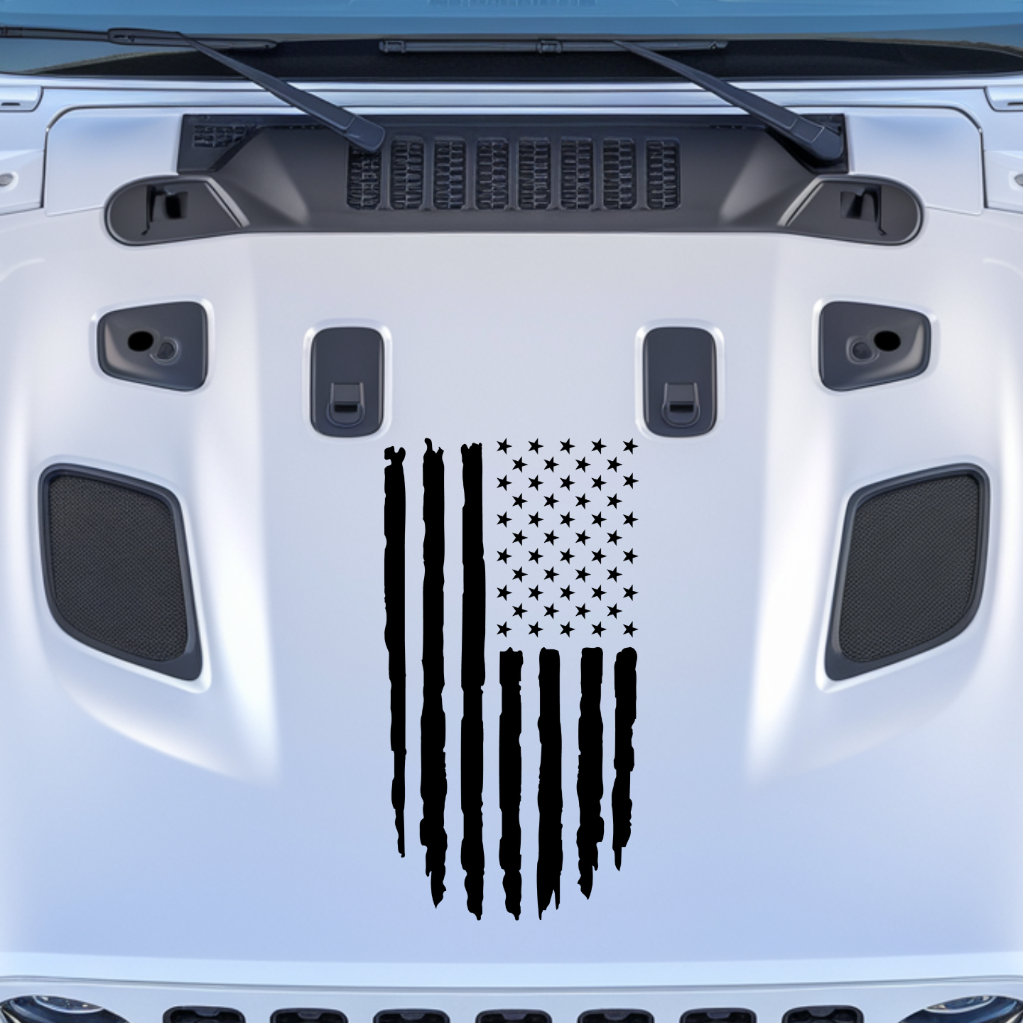 Distressed Flag Hood Decal Style 2