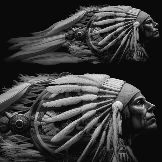 Dreamcatcher Chief Warbonnet - Universal Tank Decal-B&W