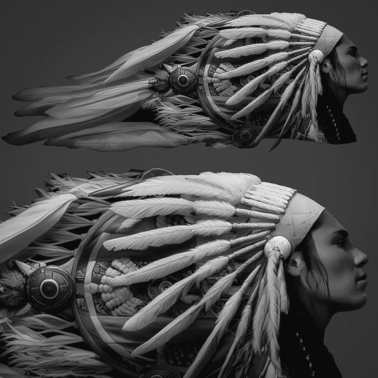 Dreamcatcher Female Warbonnet - Universal Tank Decal-B&W