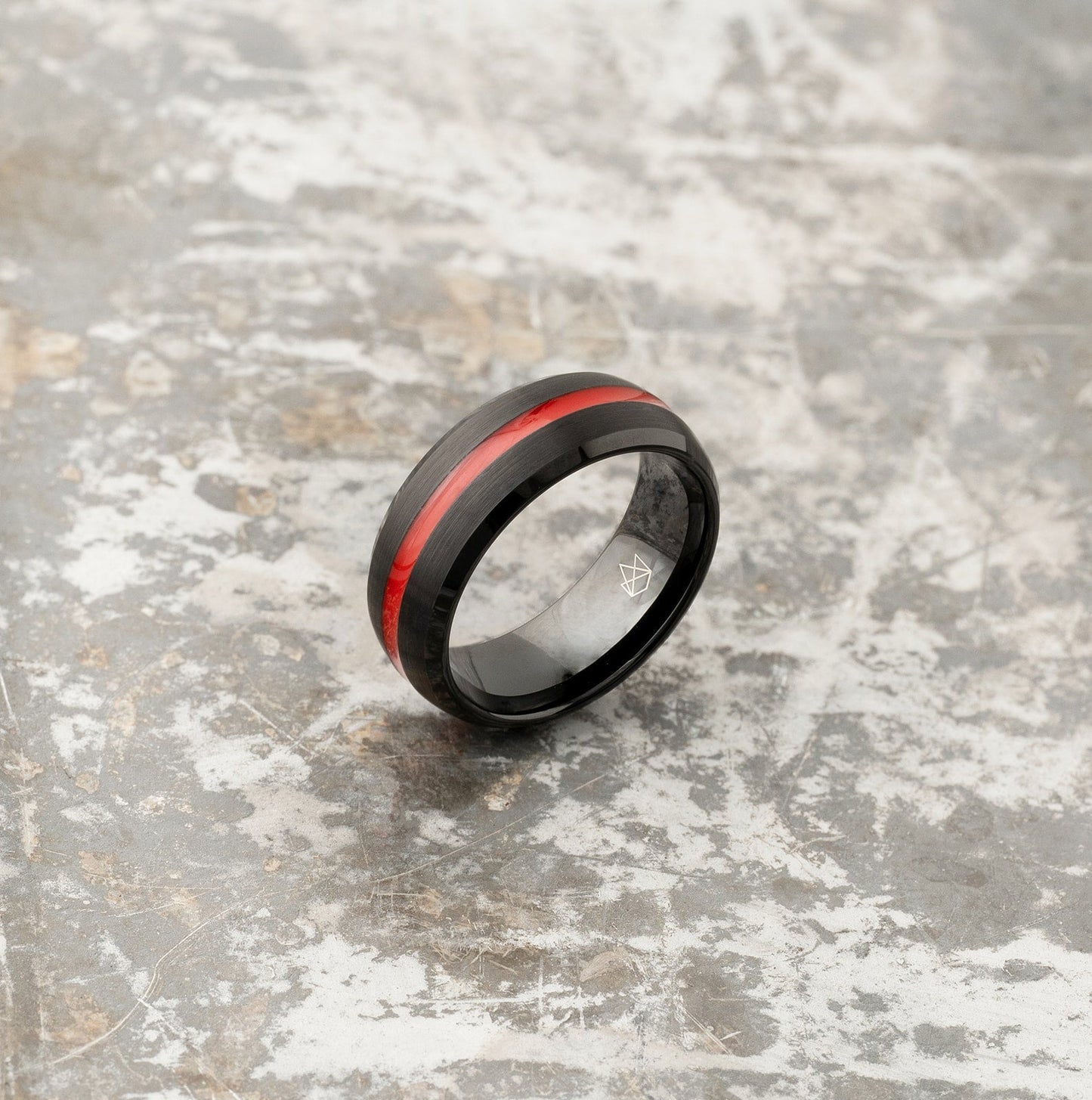 Black Tungsten Ring Red Infinity