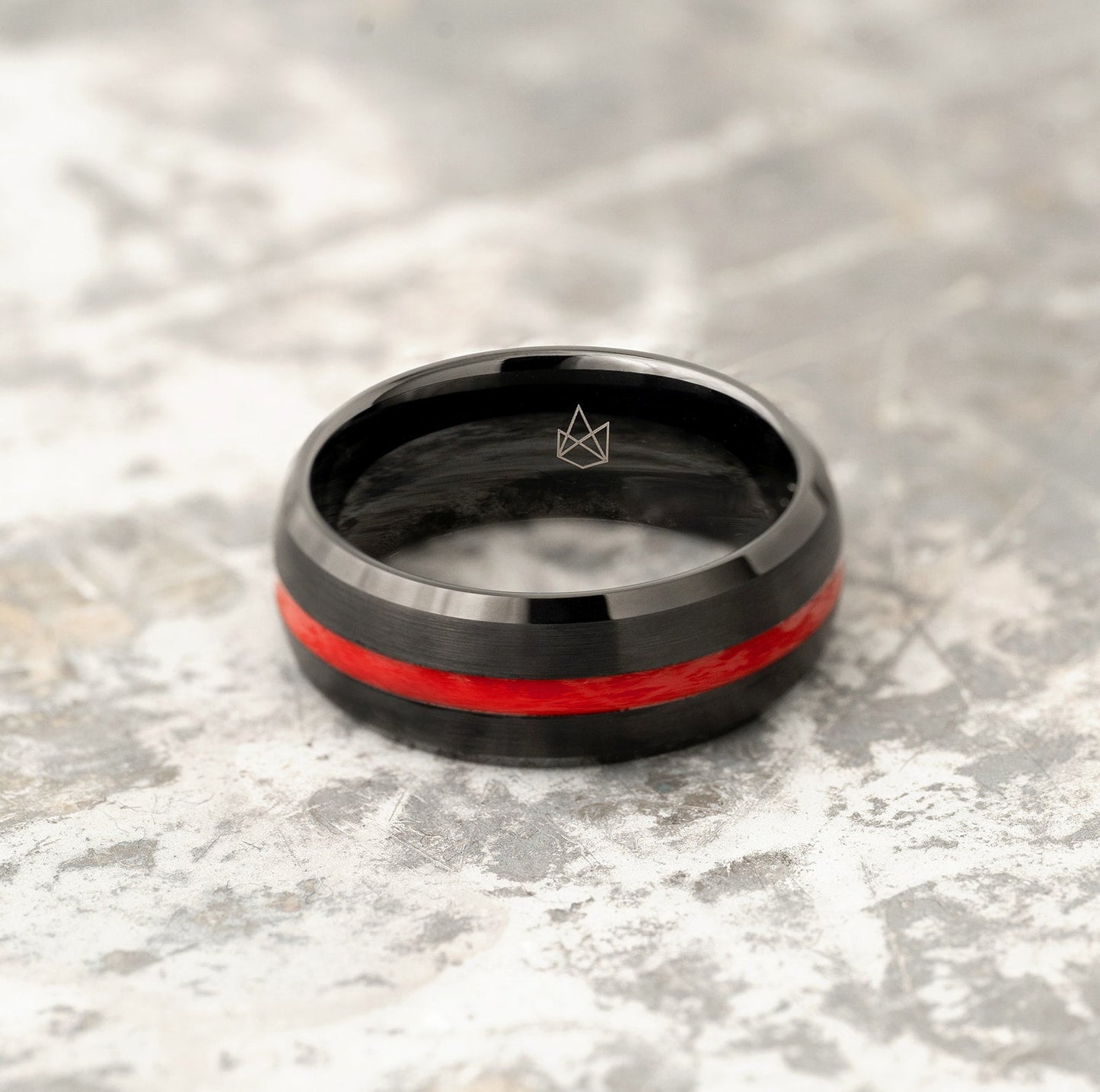 Black Tungsten Ring Red Infinity