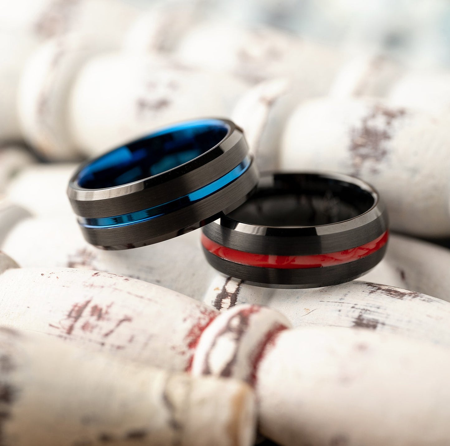 Black Tungsten Ring Blue Infinity