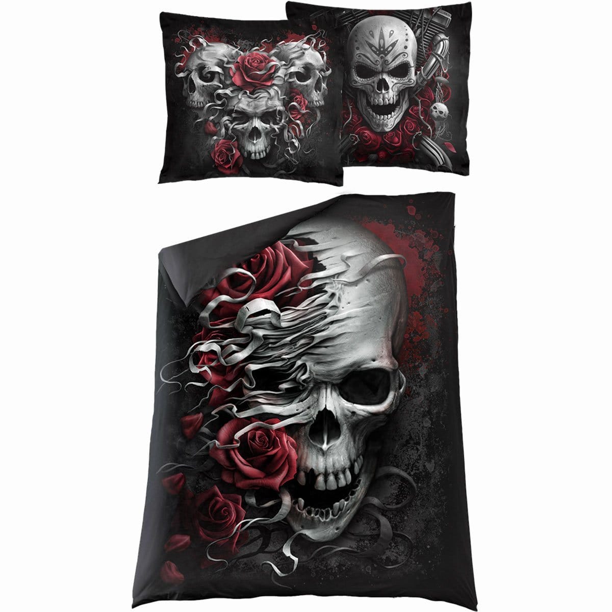 SKULLS N' ROSES - Single Duvet Cover + UK And EU Pillow case