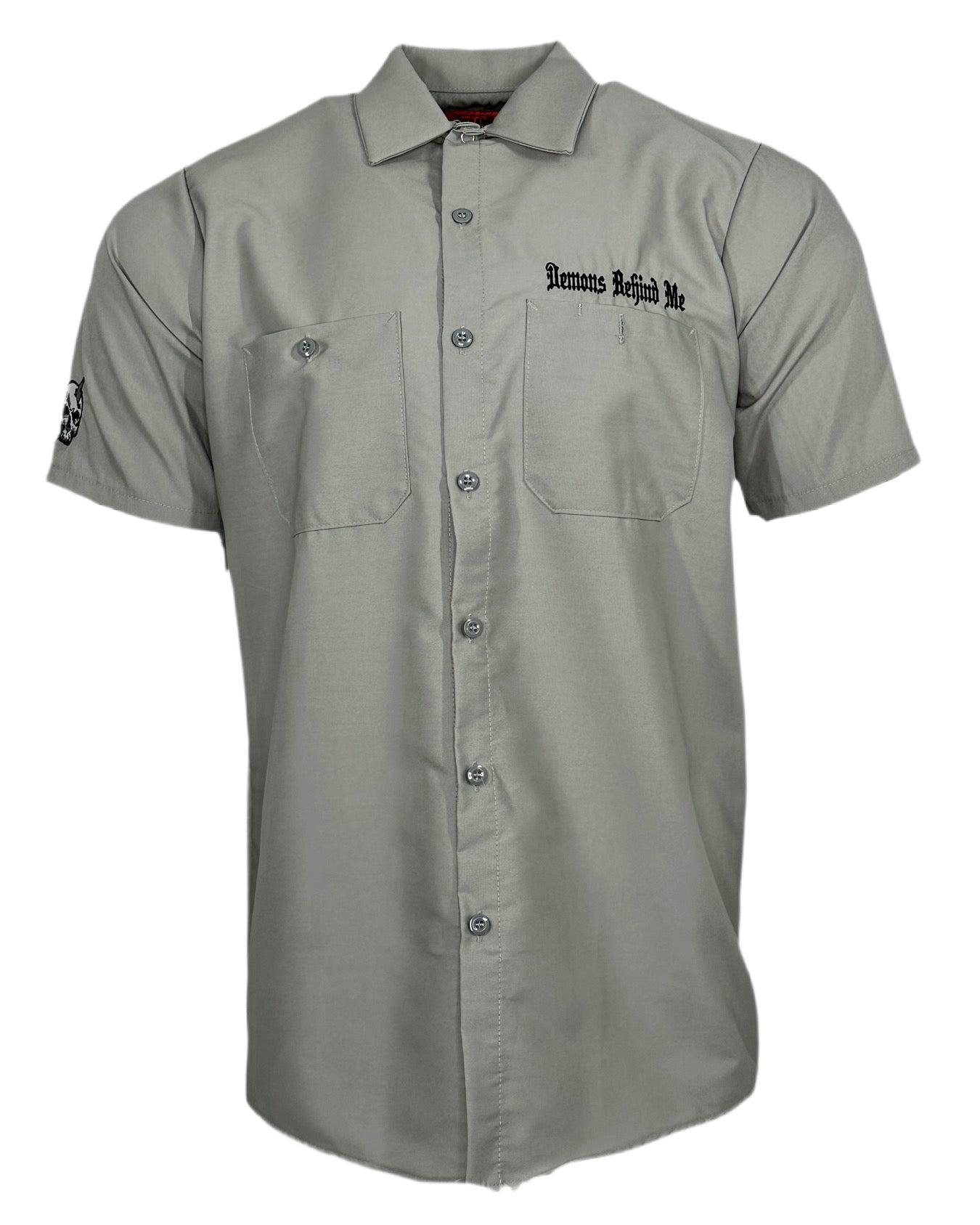 Embroidered Shop Shirt - Men's Warm Gray Electric Head