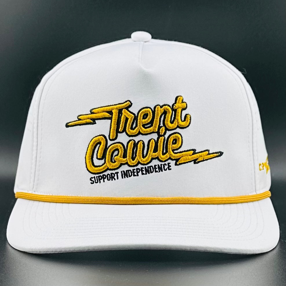 Trent Cowie "Support Independence" 5-panel Performance Hat (White & Gold)