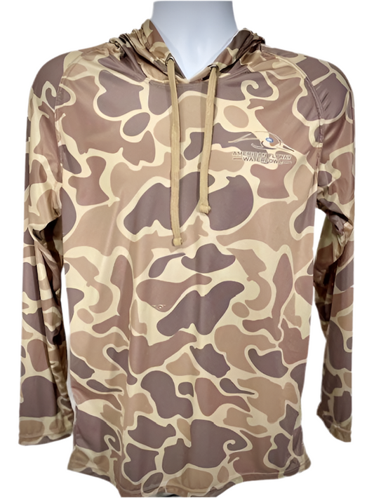 Brown OSC Lightweight Performance Shirt with Hood and Flat Draw String