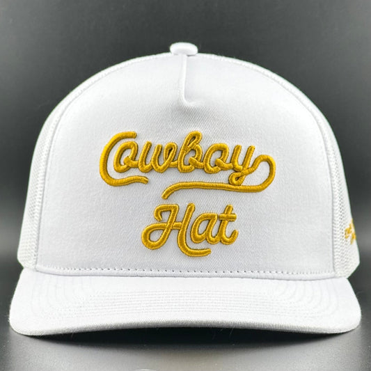 “Cowboy Hat” Cowboy Revolution White 5-panel Trucker Hat