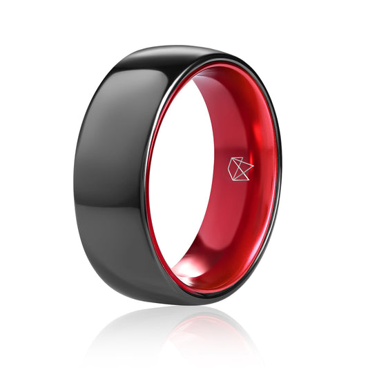 Black Ceramic Ring - Resilient Red