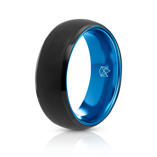 Black Tungsten Ring - Blue EMBR