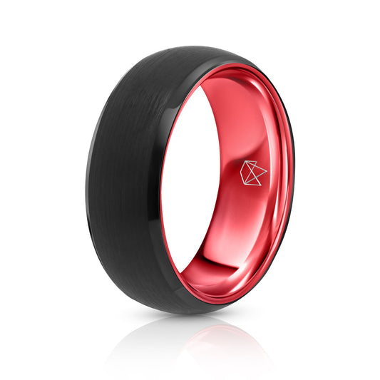 Black Tungsten Ring - Resilient Red