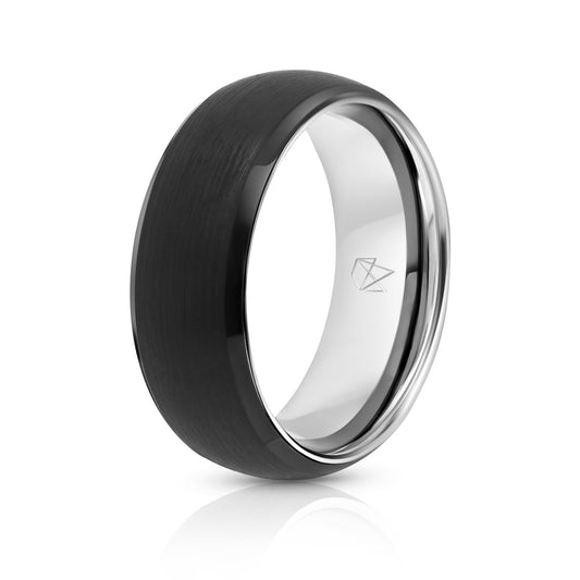 Black Tungsten Ring - Sterling Silver