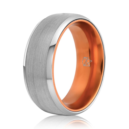 Silver Tungsten Ring - Resilient Orange