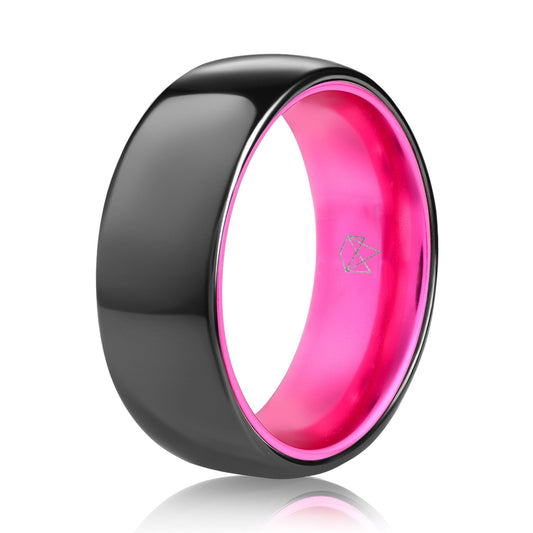 Black Ceramic Ring - Resilient Pink