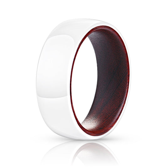 White Ceramic Ring - Red Sandalwood