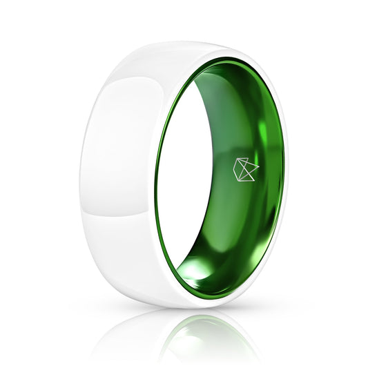 White Ceramic Ring - Resilient Green