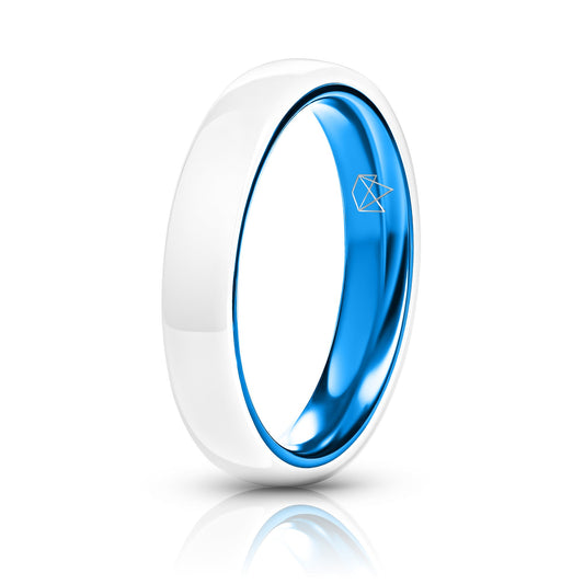 White Ceramic Ring - Resilient Blue - 4MM