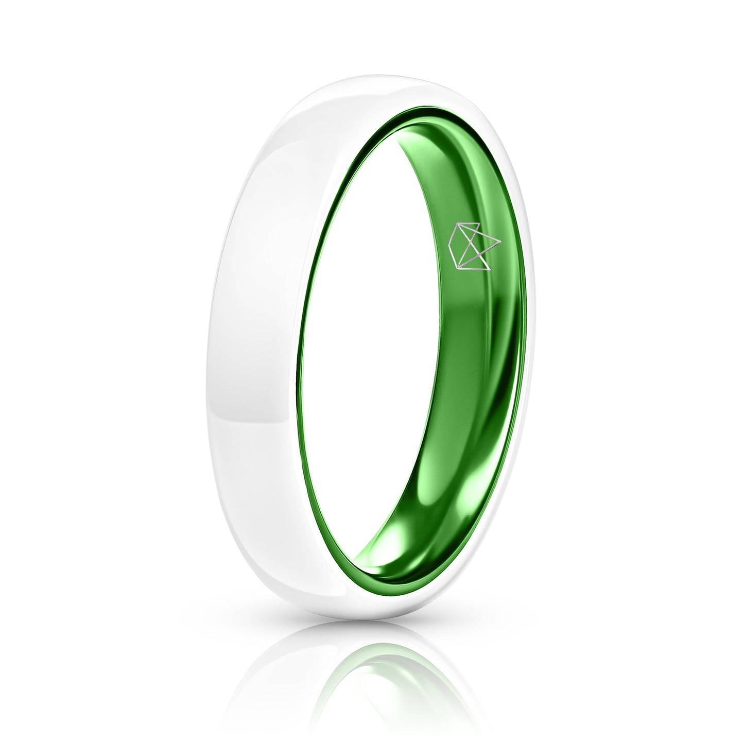 White Ceramic Ring - Resilient Green - 4MM