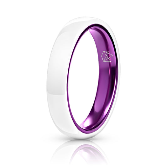 White Ceramic Ring - Resilient Purple - 4MM