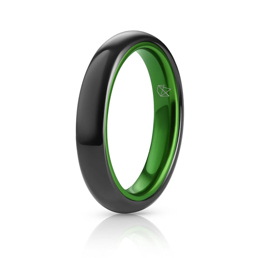 Black Ceramic Ring - Resilient Green - 4MM