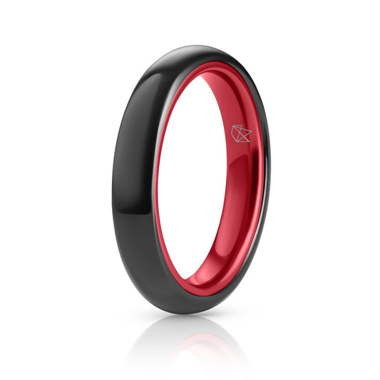 Black Ceramic Ring - Resilient Red - 4MM