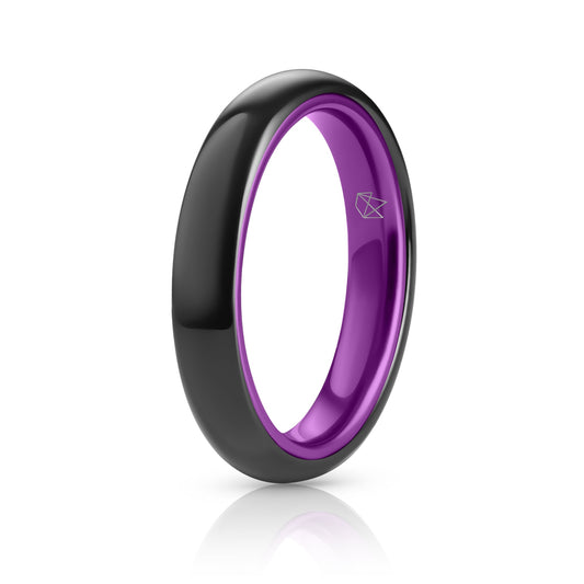 Black Ceramic Ring - Resilient Purple - 4MM