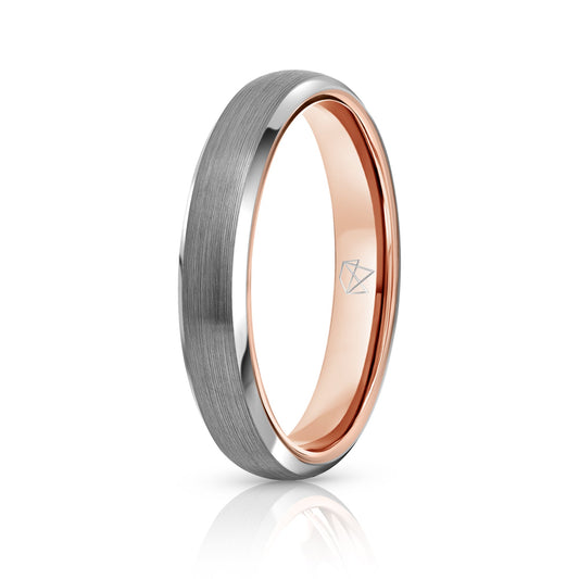 Silver Tungsten Ring - Rose Gold - 4MM