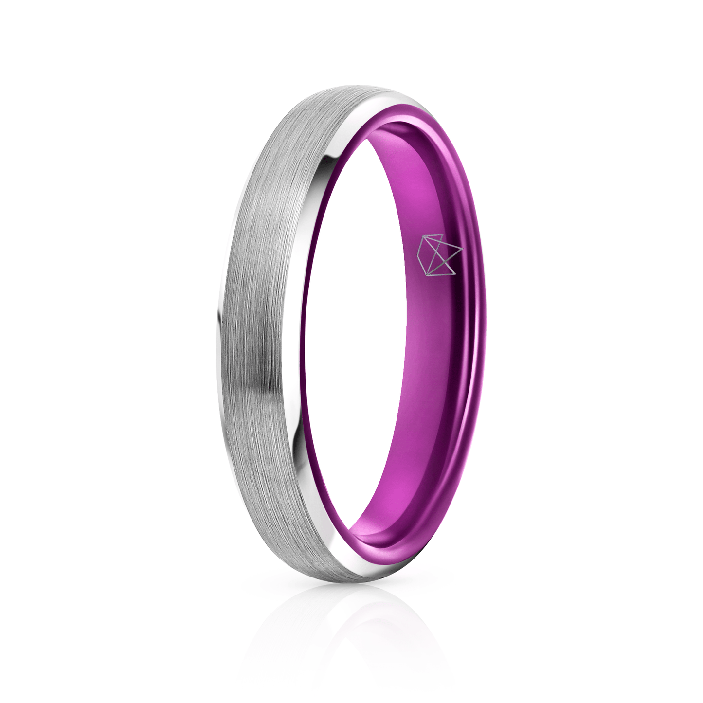 Silver Tungsten Ring - Resilient Purple - 4MM