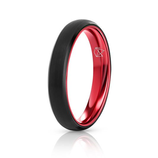 Black Tungsten Ring - Resilient Red - 4MM