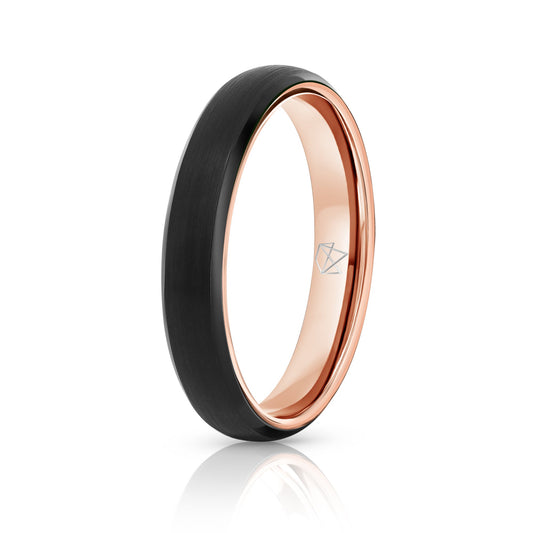 Black Tungsten Ring - Rose Gold - 4MM