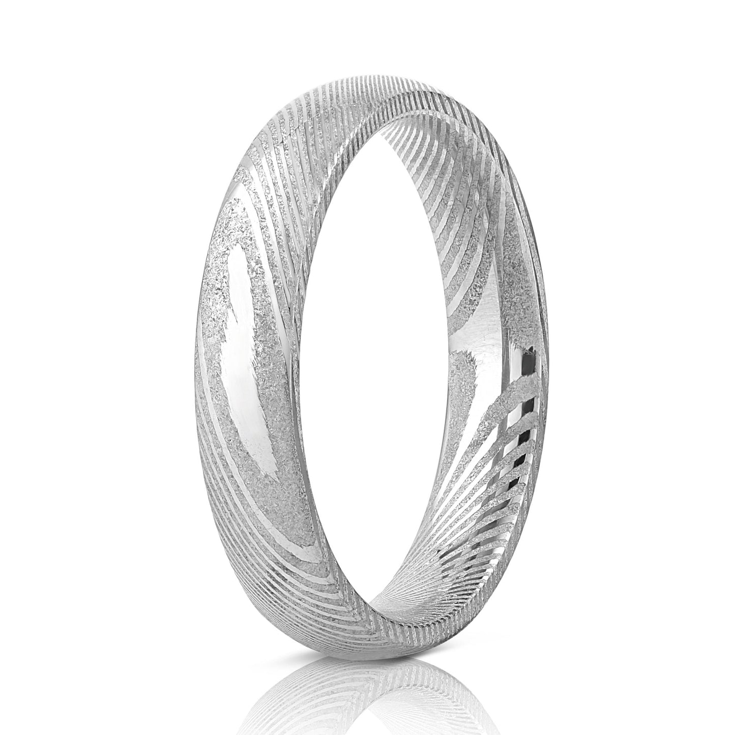 Wood Grain Damascus Steel Ring - Minimalist - 4MM