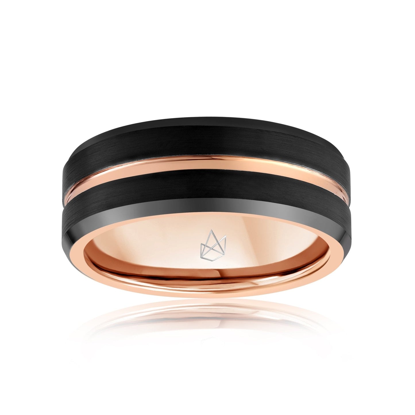 Black Tungsten Ring Rose Gold Infinity