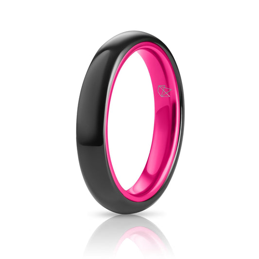 Black Ceramic Ring - Resilient Pink - 4MM