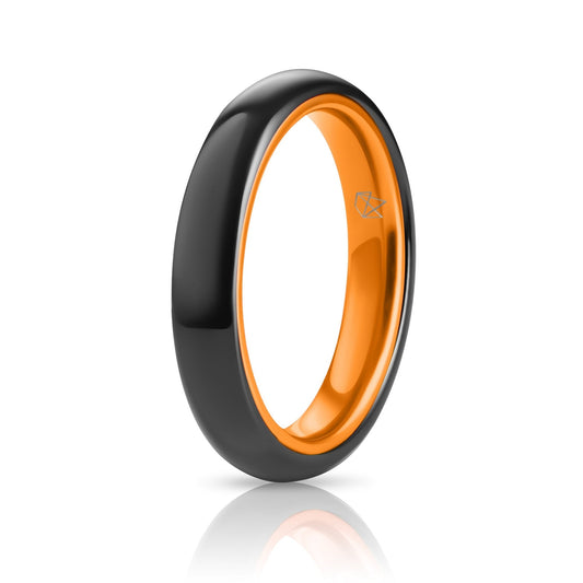 Black Ceramic Ring - Resilient Orange - 4MM