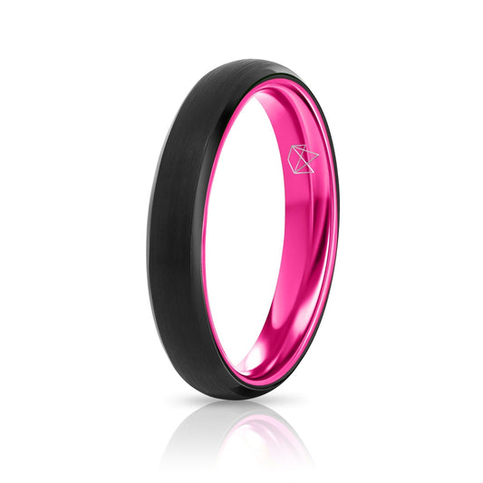 Tungsten Ring (Black) - Resilient Pink - 4MM