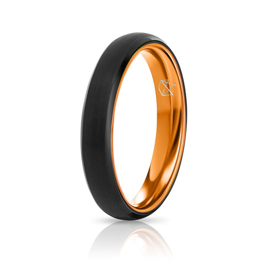 Black Tungsten Ring - Resilient Orange - 4MM