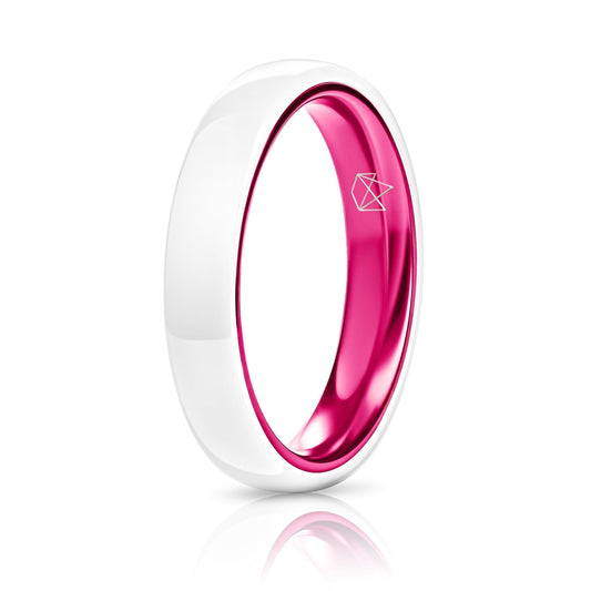 White Ceramic Ring - Resilient Pink - 4MM