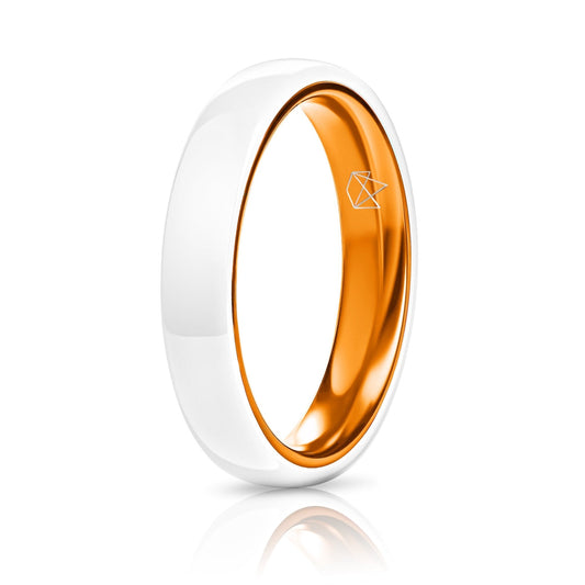 White Ceramic Ring - Resilient Orange - 4MM