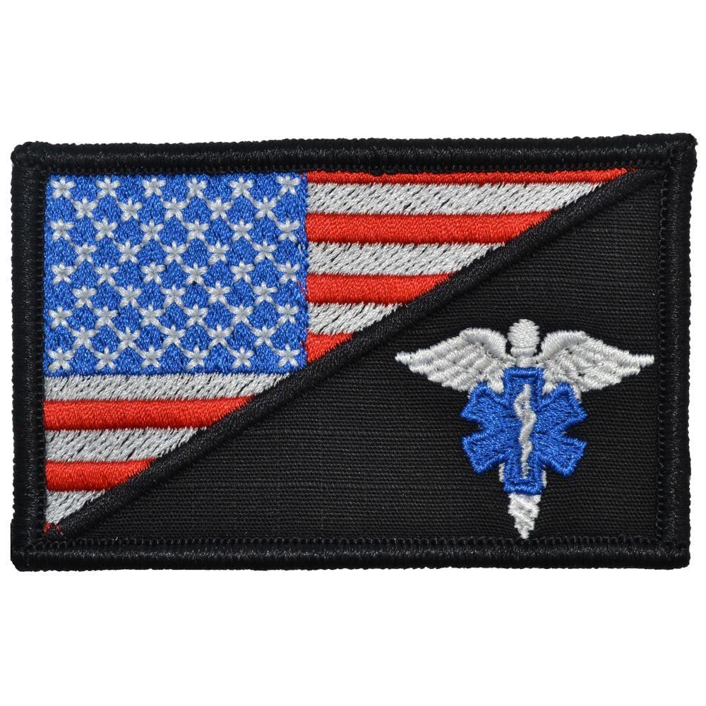 EMT Caduceus Star of Life USA Flag - 2.25x3.5 Patch