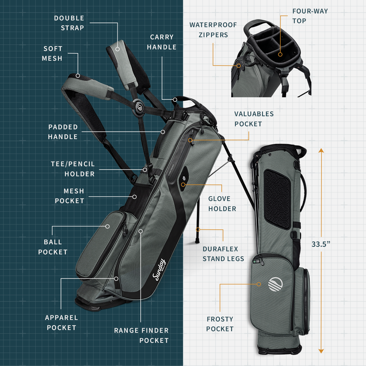 El Camino | Heather Gray Walking Golf Bag