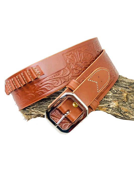 Sheridan Embossed Texas Cowboy Revolver Belt