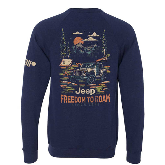 Mens Jeep® Freedom To Roam Crew Neck Sweatshirt - Heather Navy Blue