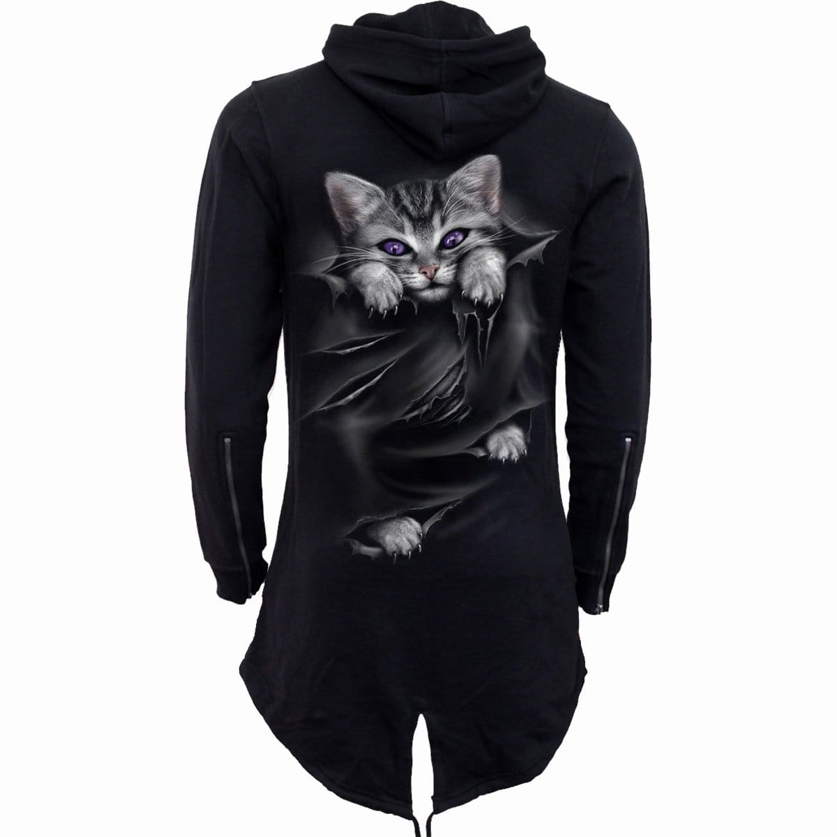 POCKET KITTEN - Ladies Fish Tail Full Zip Hoody - Zip Sleeve