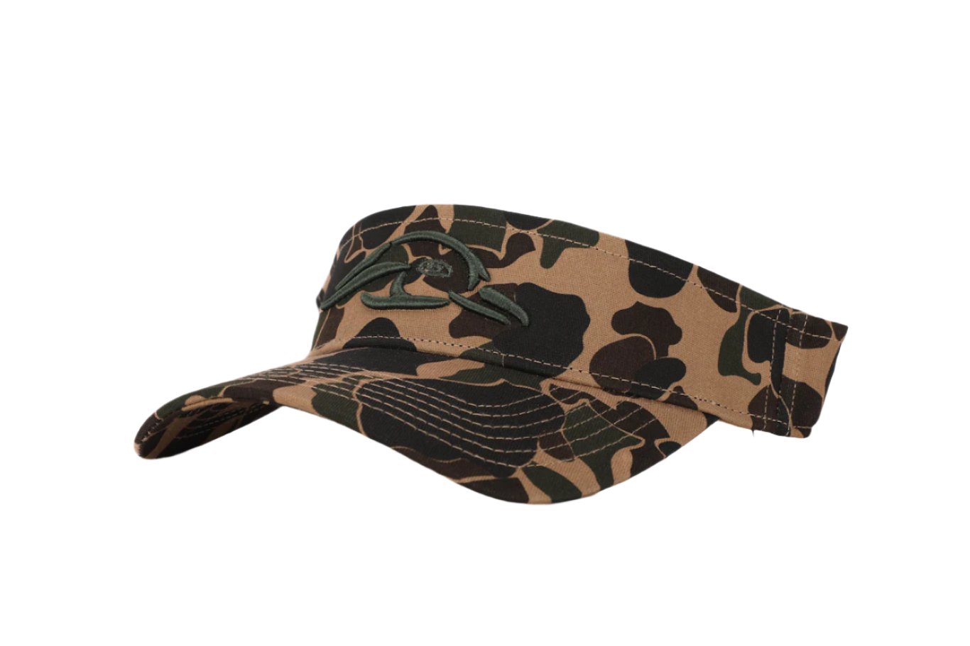 Brown and Green Old School Camo Visor W/Puff Logo