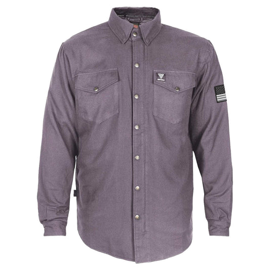 Protective Flannel Shirt - Grey Solid with Pads