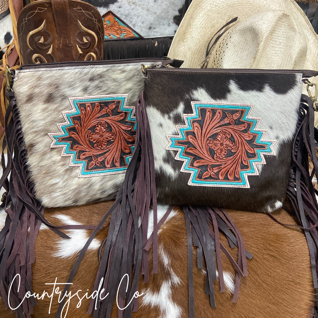 Tanya Cowhide Fringe Concealed Carry  Purse