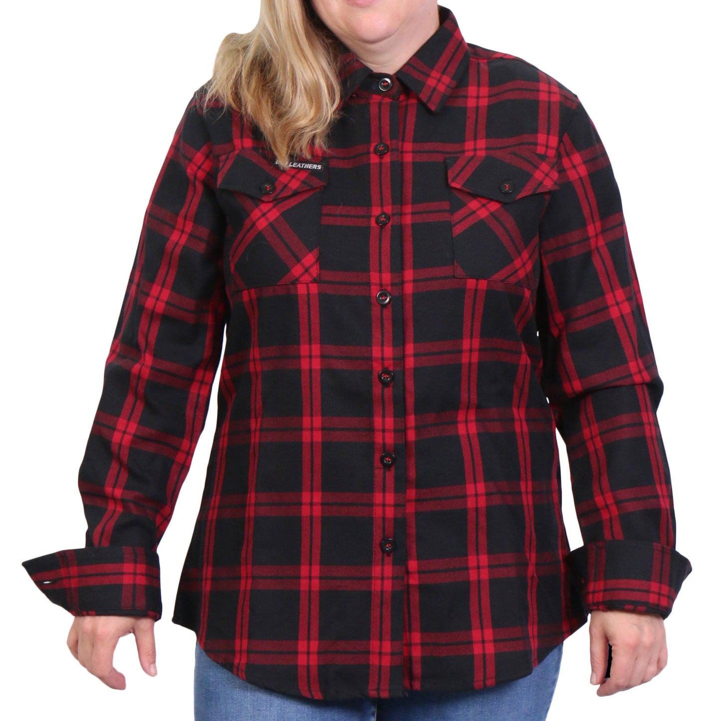 Hot Leathers FLL3009 Ladies 'Black and Red' Flannel Long Sleeve Shirt